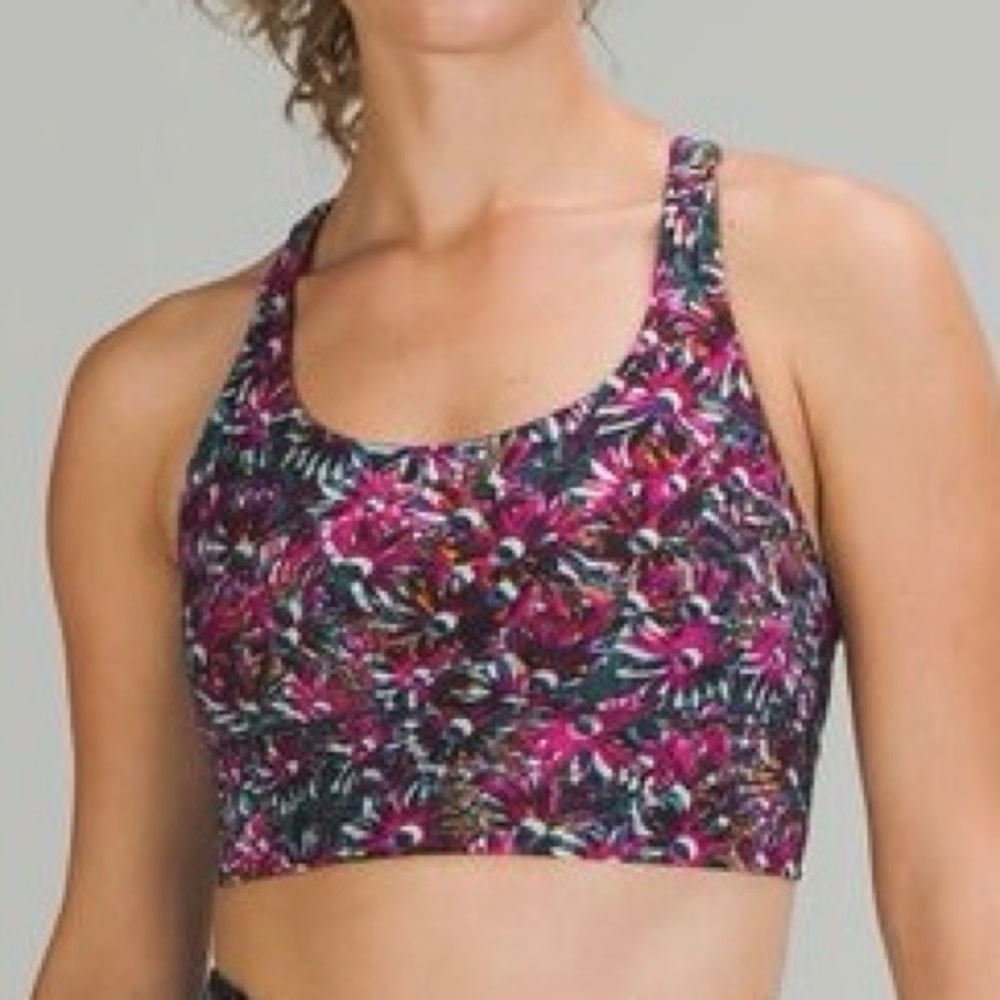 Lululemon Energy Bra Longline Floral Electric Multi Size 4 - Picture 2 of 10